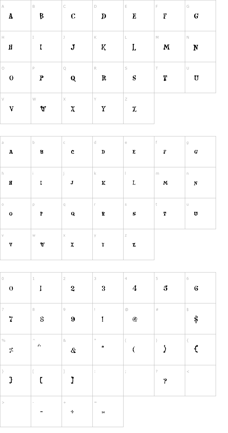 Character Map Strange World Font