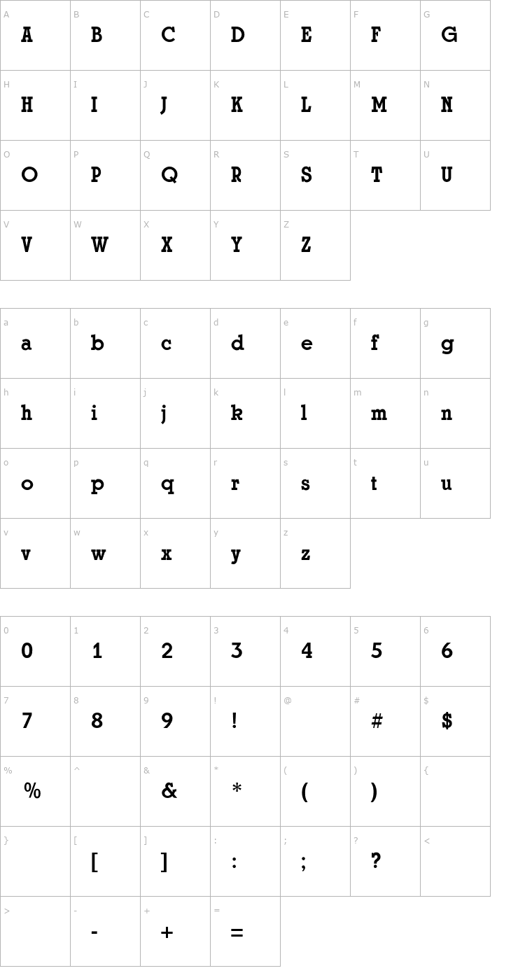 Character Map Stratford CG Bold Font