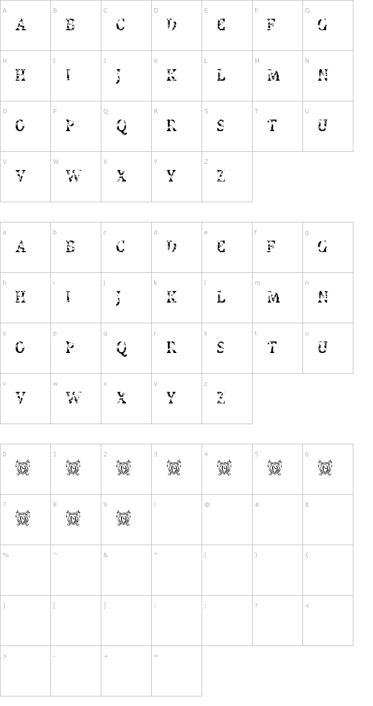 Character Map Street Blues Trial Font