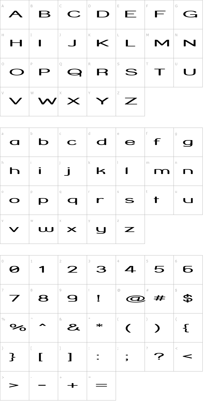 Character Map Street Corner HyperExtend Font