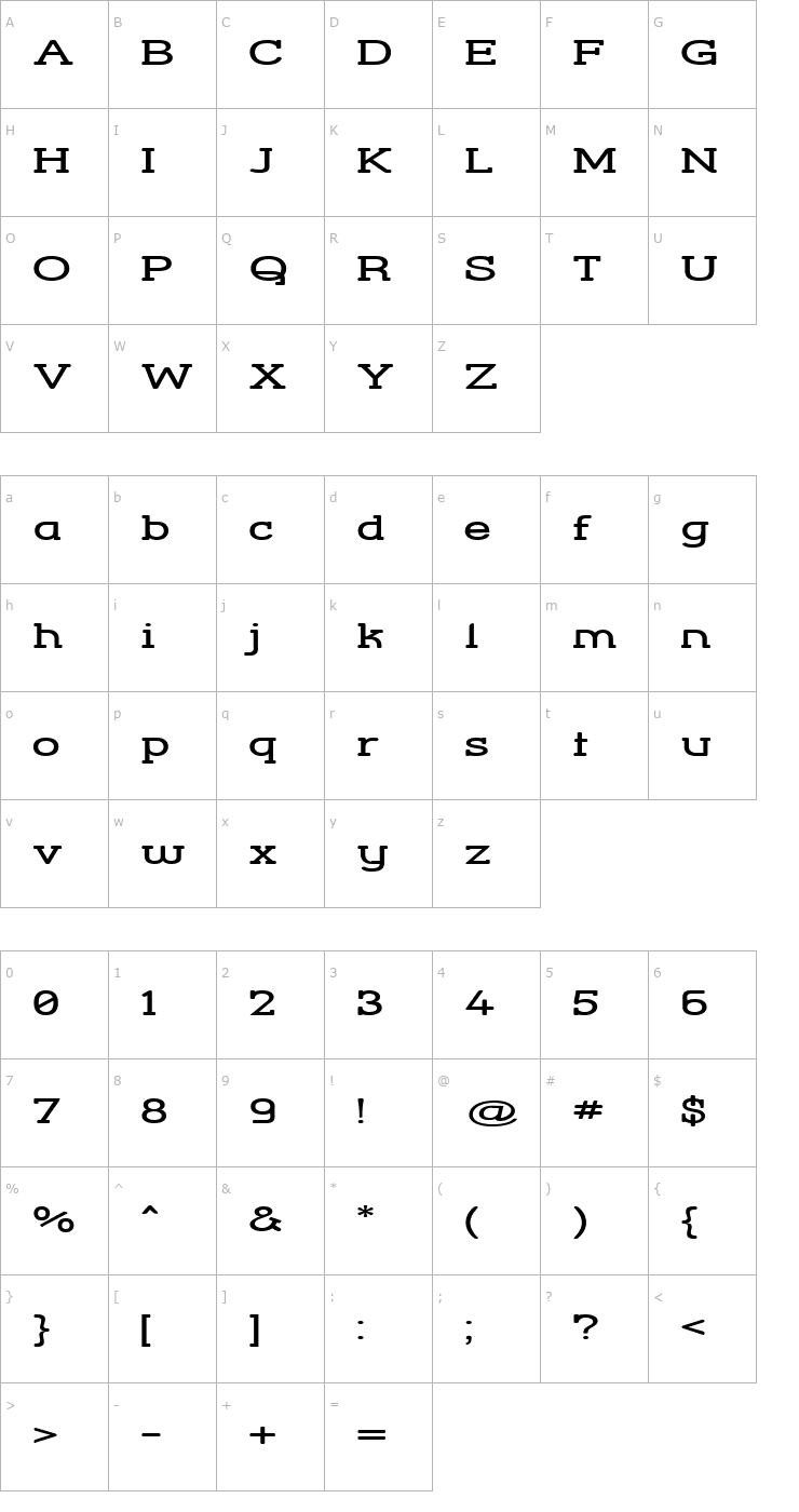 Character Map Street Corner Slab Extend Font