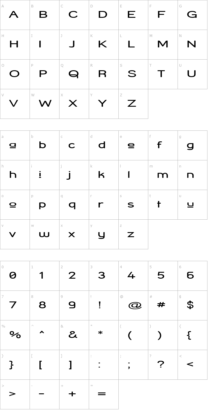 Character Map Street Corner Upper Extend Font