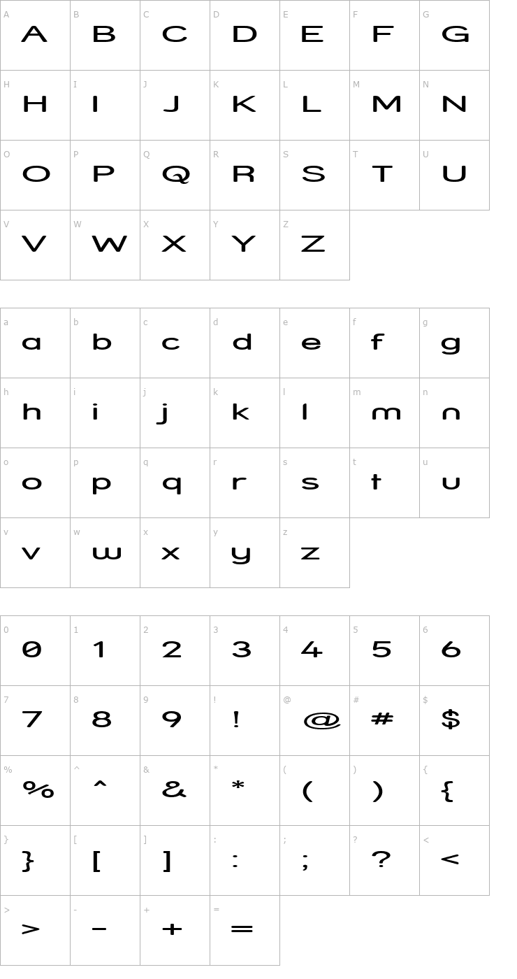 Character Map Street - Expanded Font