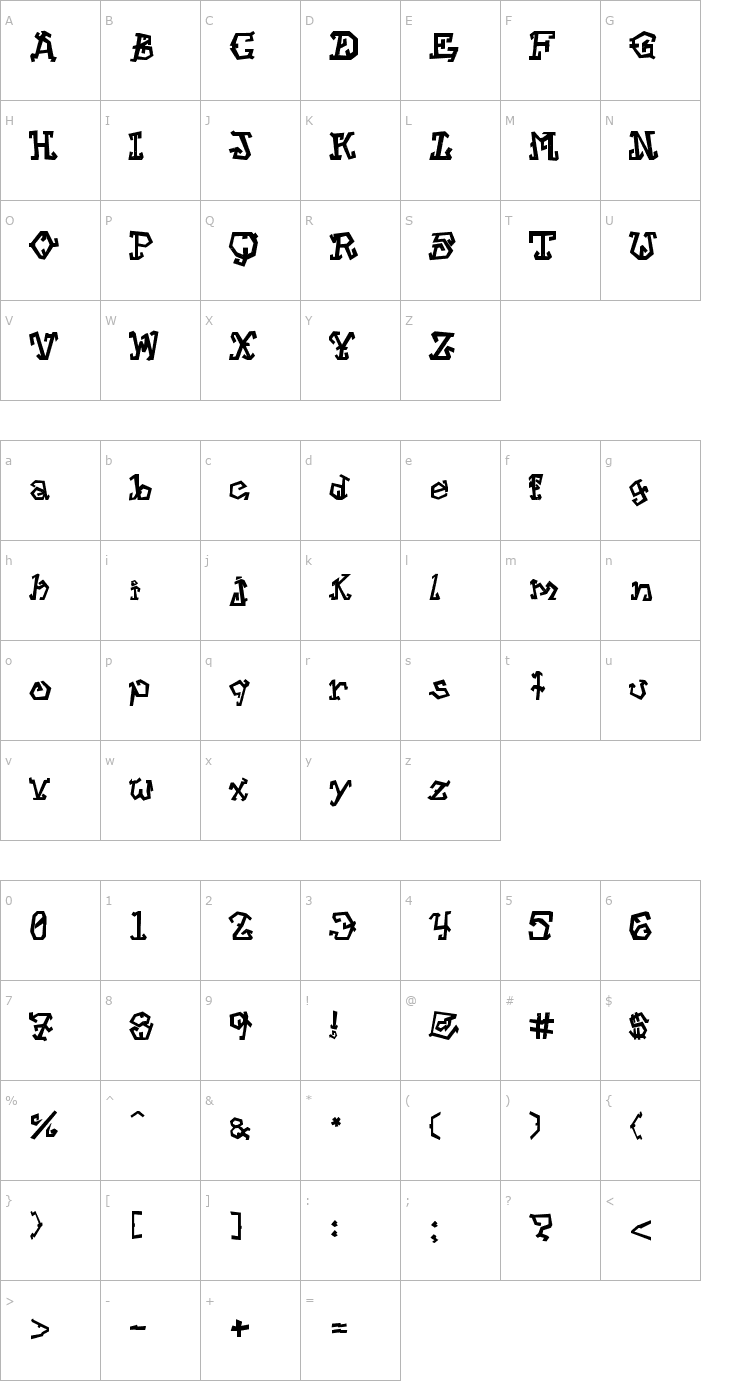 Character Map Street Voice!! Font