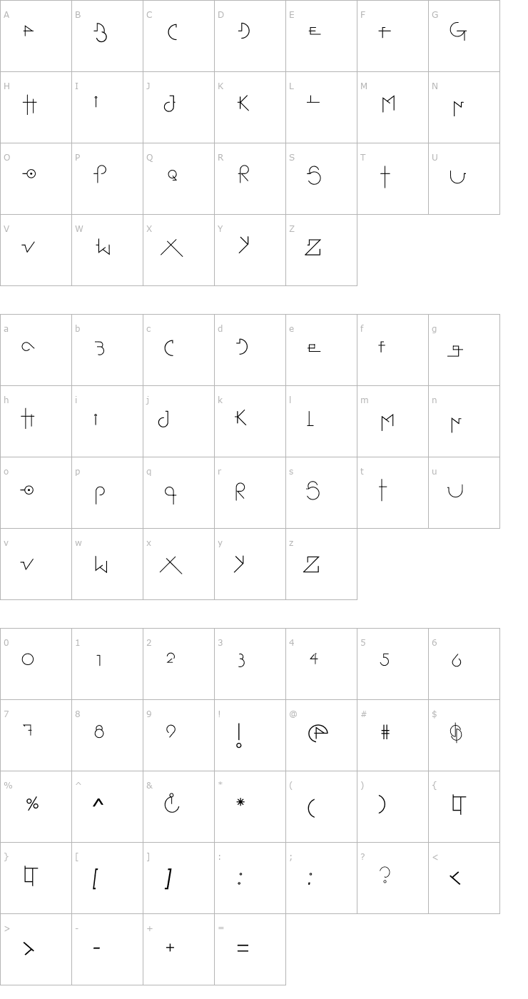 Character Map Stretched Signature Flex Font