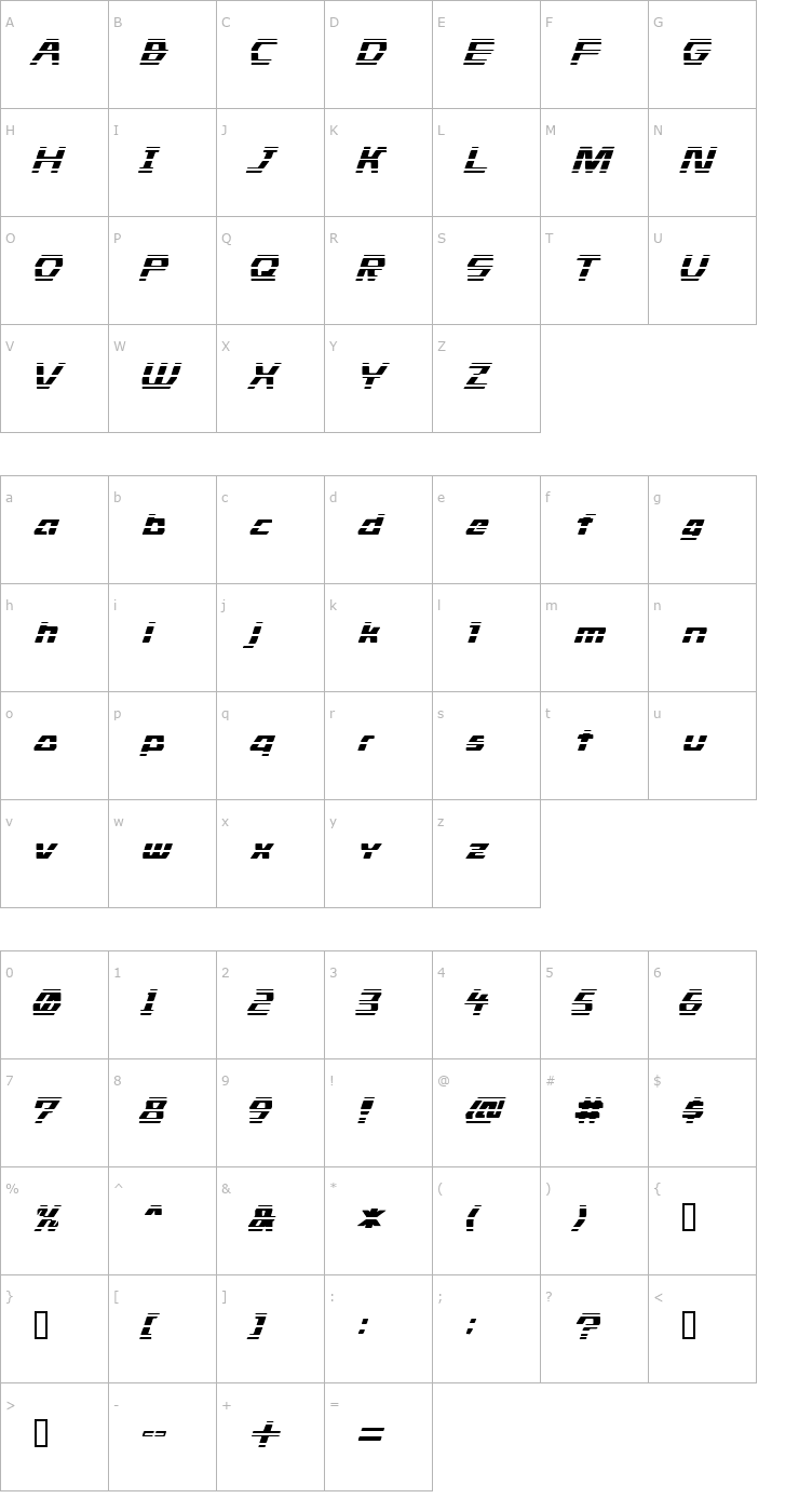 Character Map Stride Font