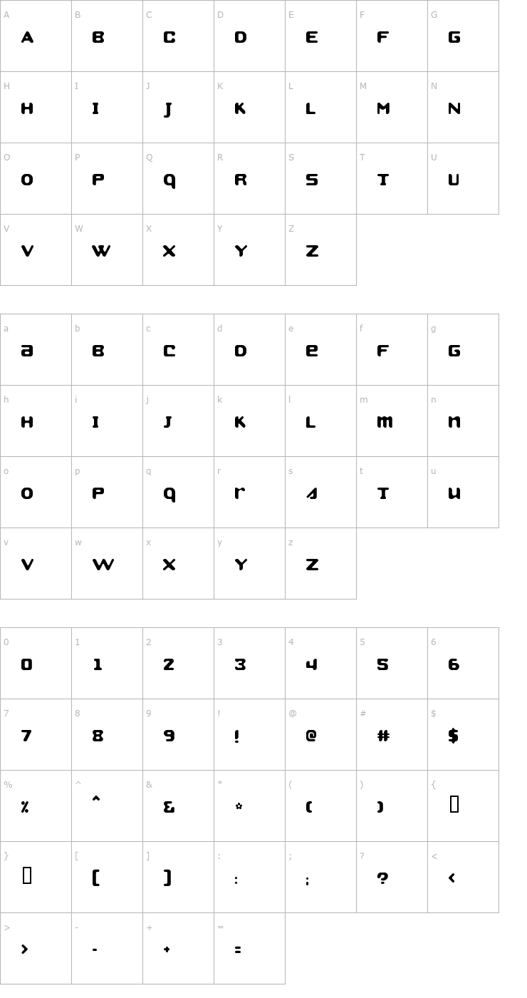 Character Map Strobo Font