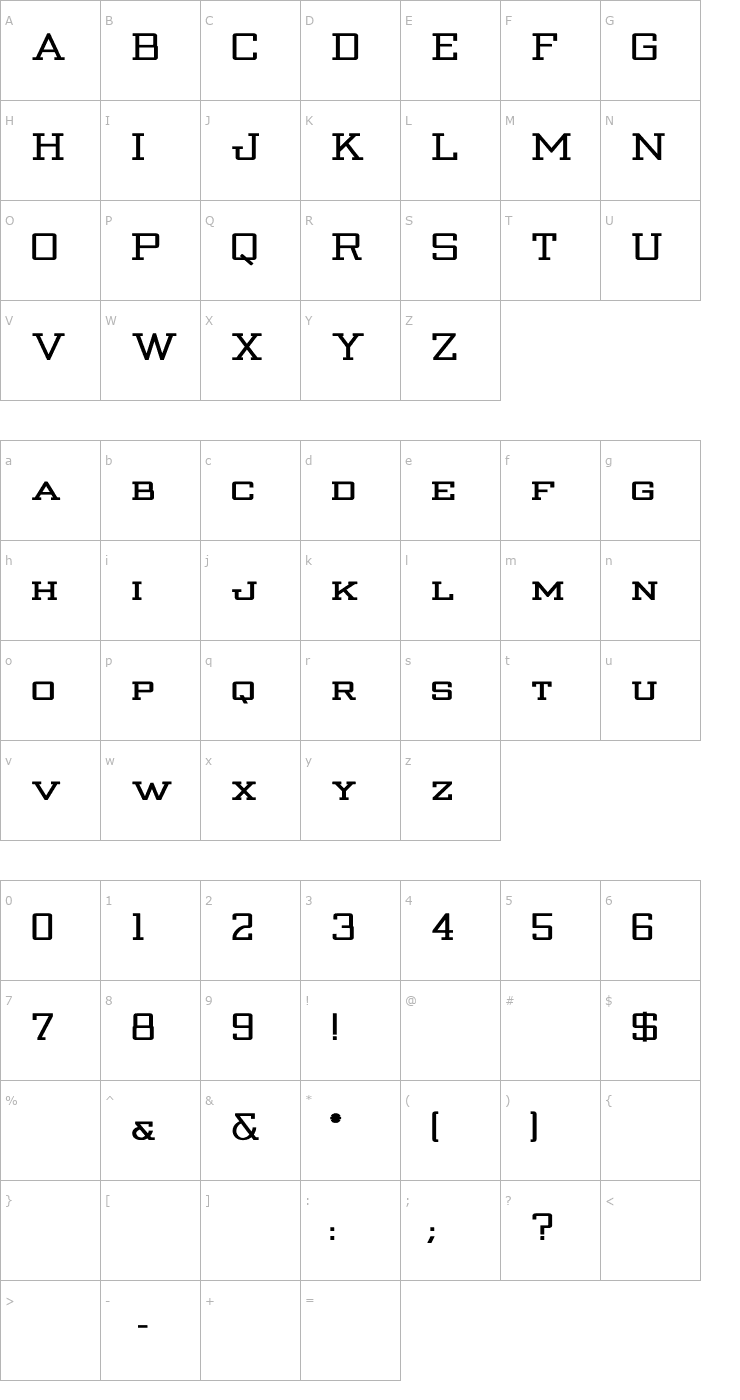Character Map Strongman_Bold- Font