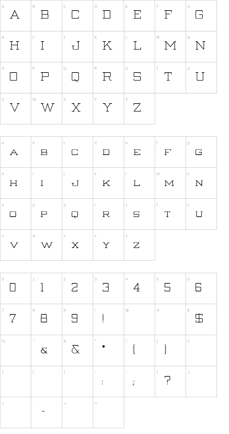 Character Map Strongman-Norma Font