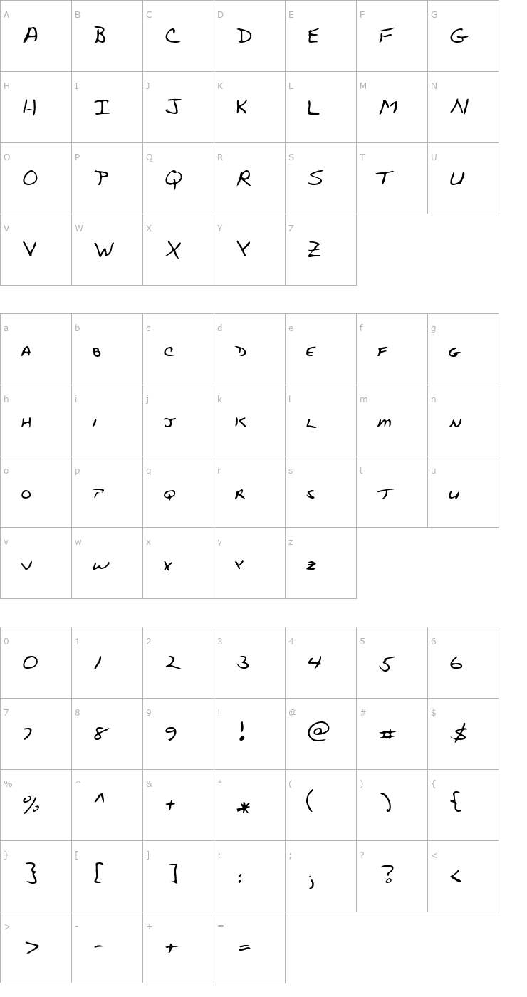 Character Map Stubbs Regular Font