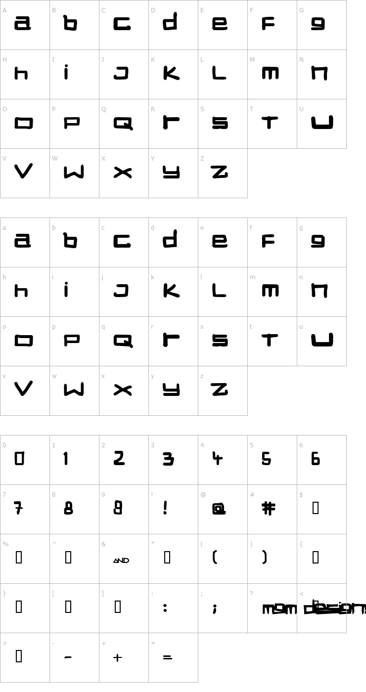 Character Map STUCK Font