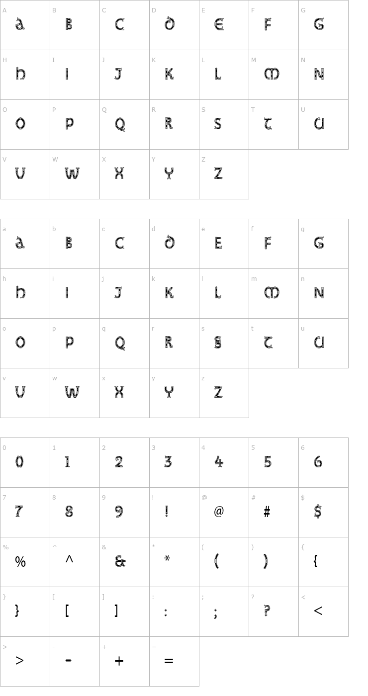 Character Map Studz Font