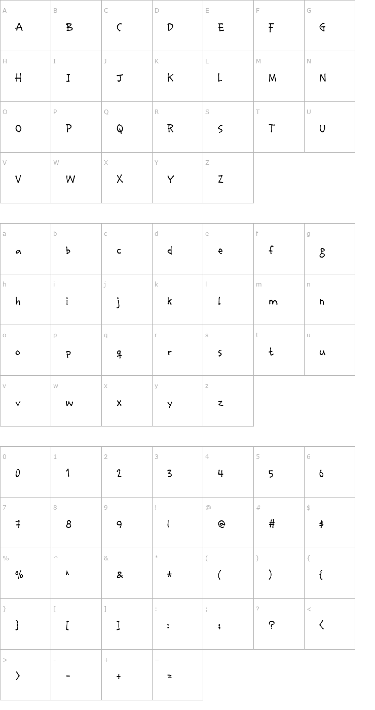 Character Map Stumbeleina Fat Font