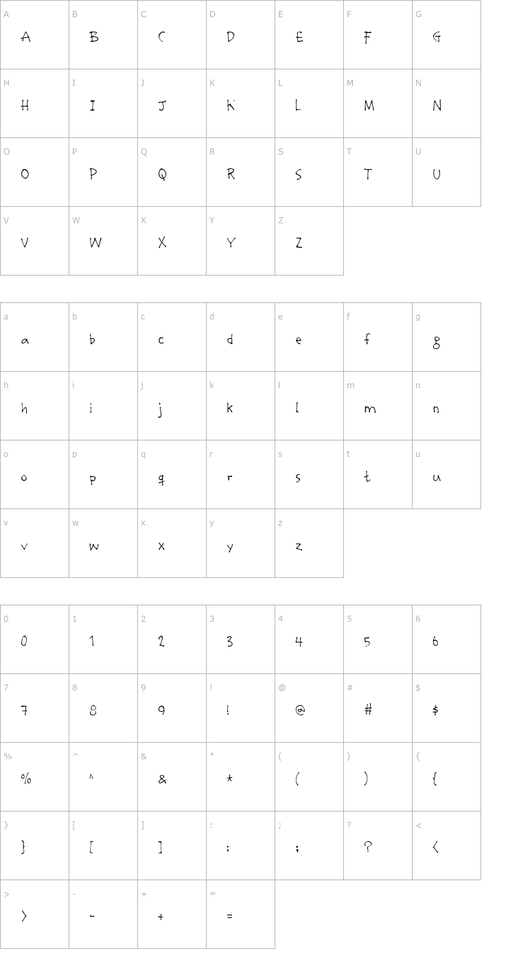 Character Map Stumbeleina Font