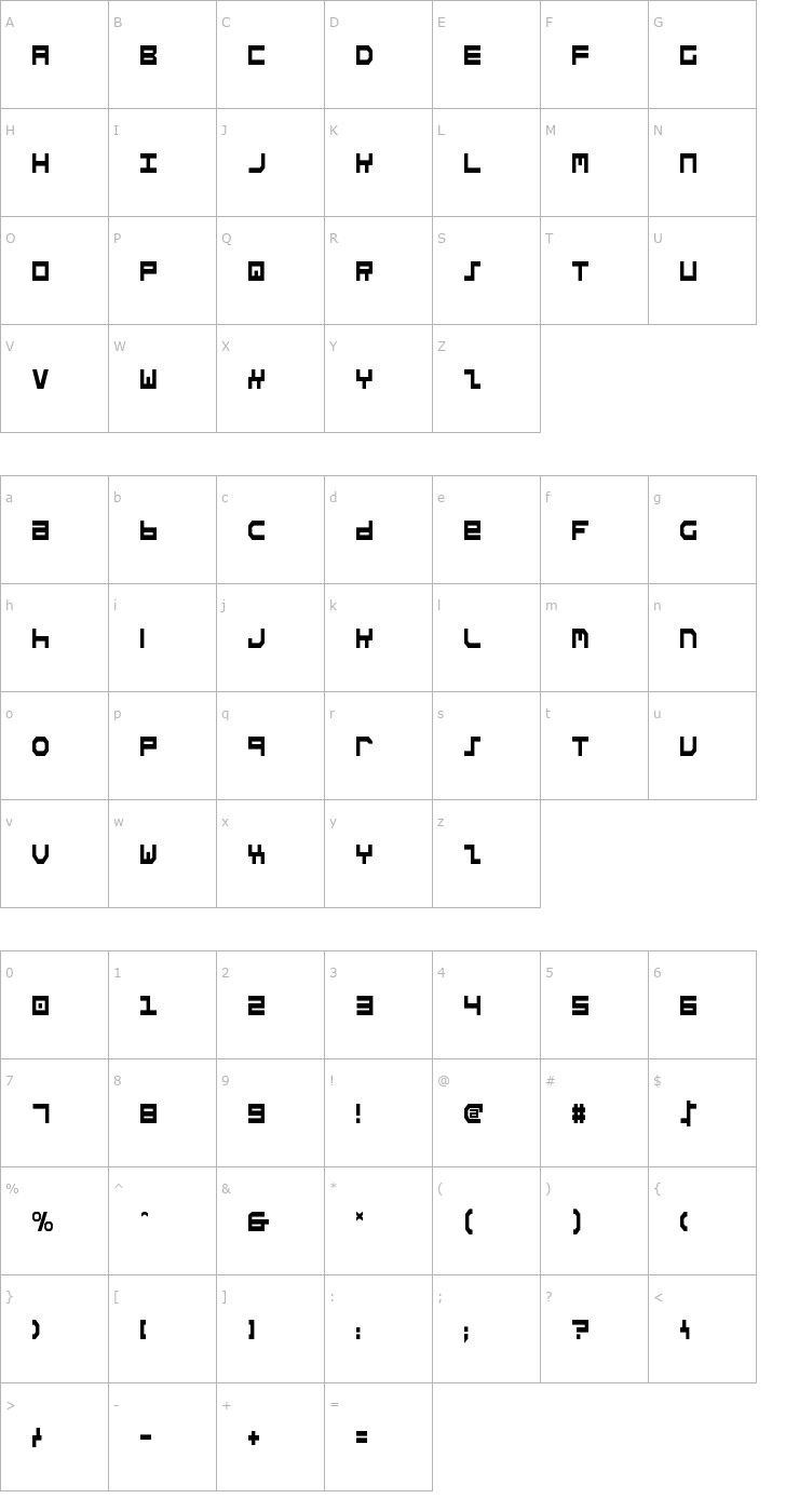 Character Map Stuntman Condensed Font