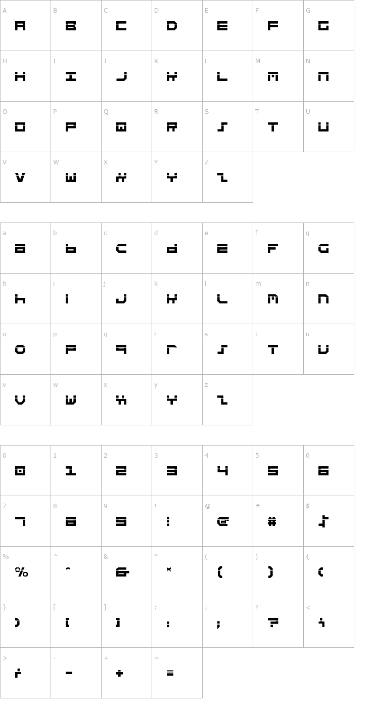 Character Map Stuntman Laser Font