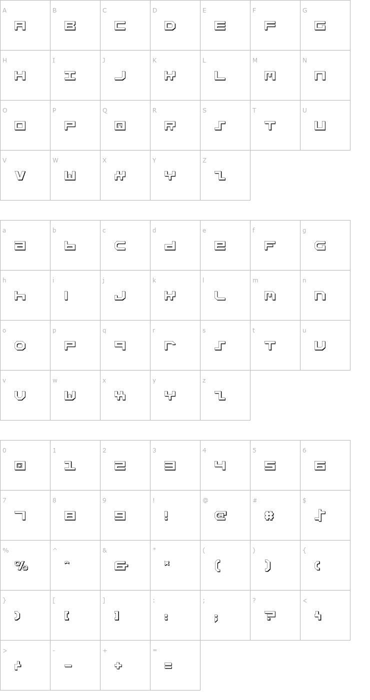 Character Map Stuntman Shadow Font