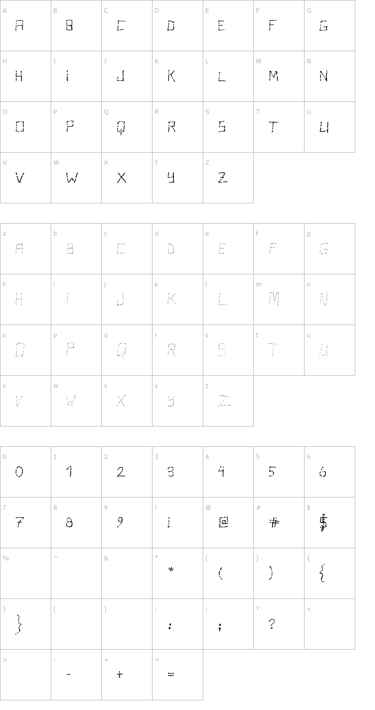 Character Map Stutter Font