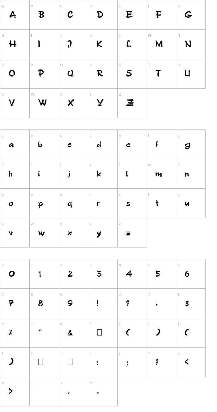 Character Map Stylo Bold Font