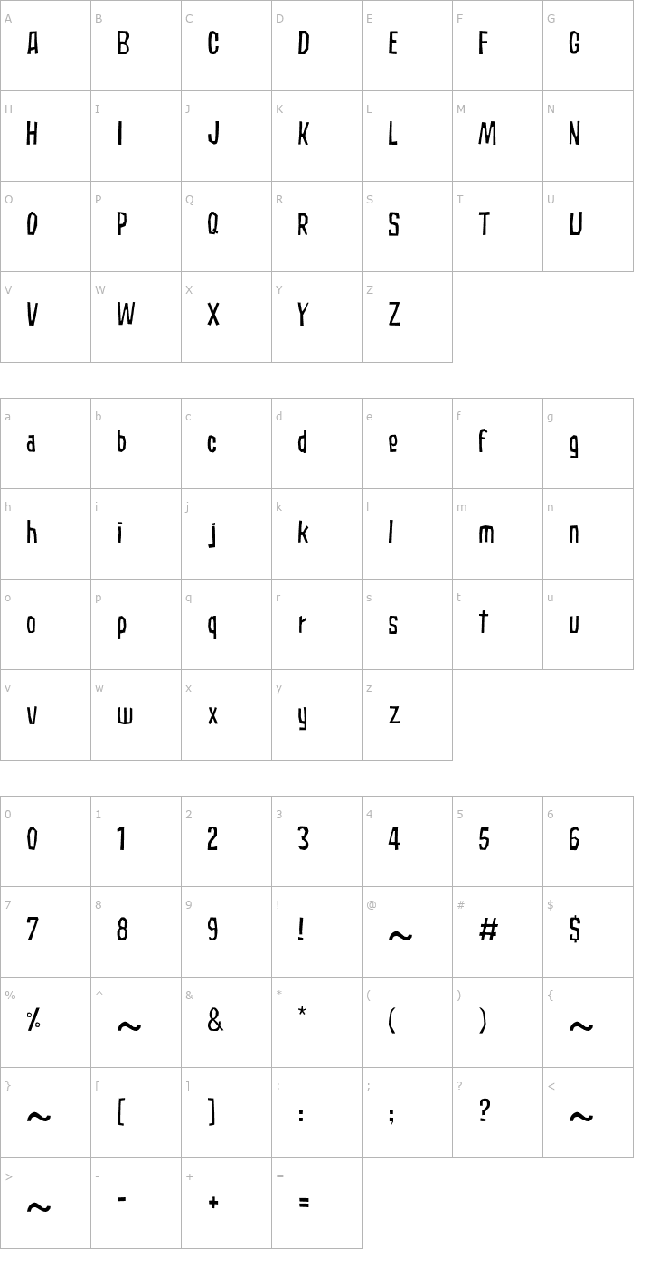 Character Map Subaccuz-Light Font