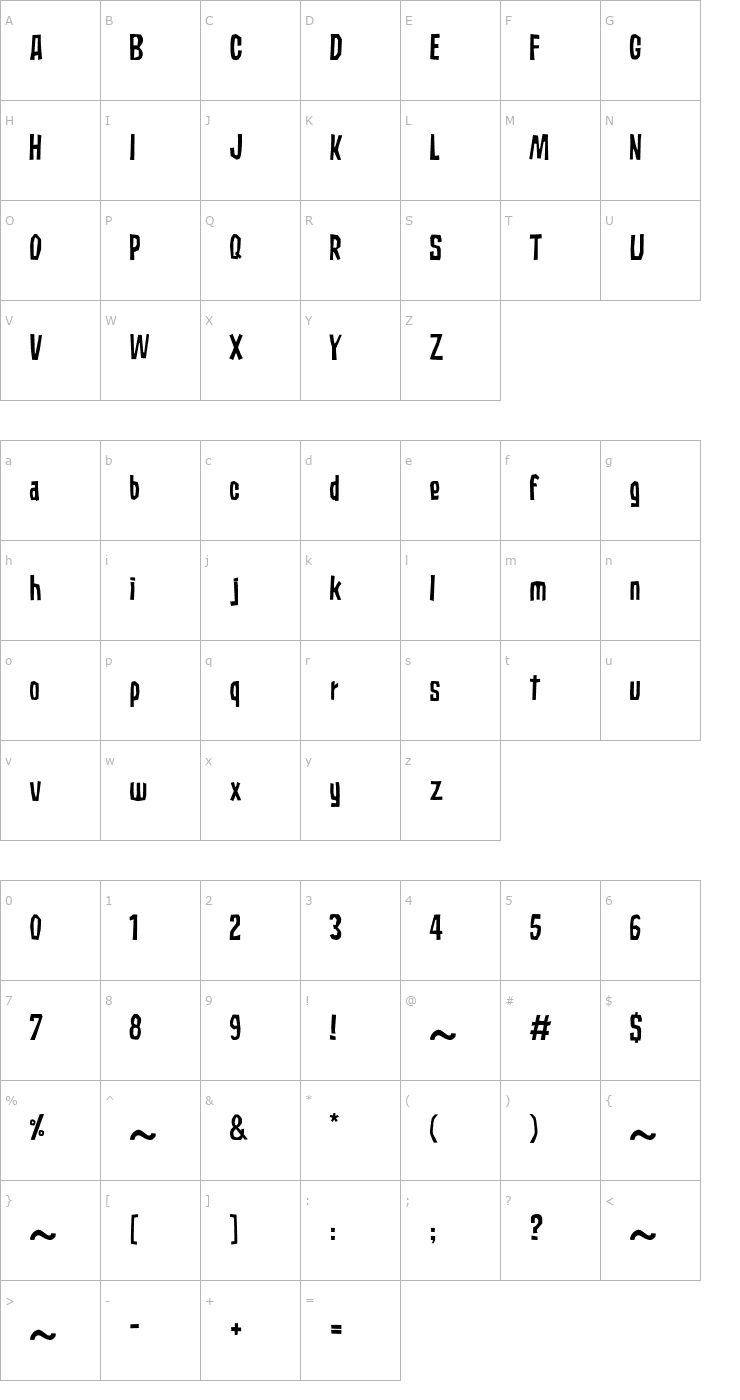 Character Map Subaccuz-Regular Font