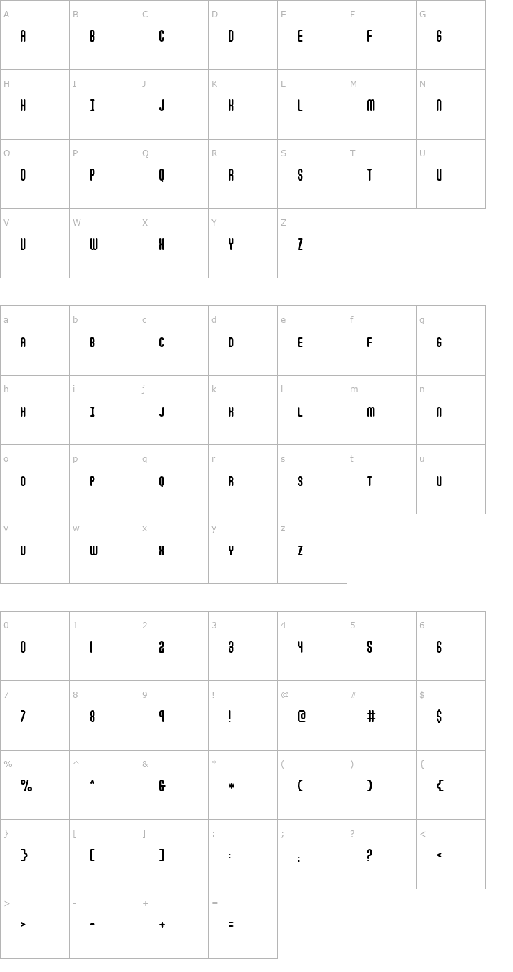 Character Map Subhuman Font