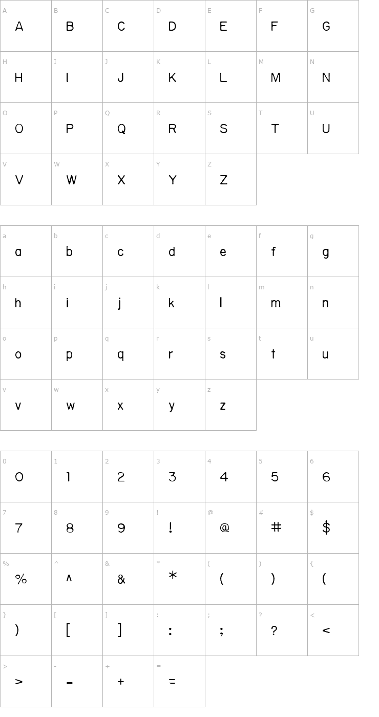 Character Map Sublime Light Font