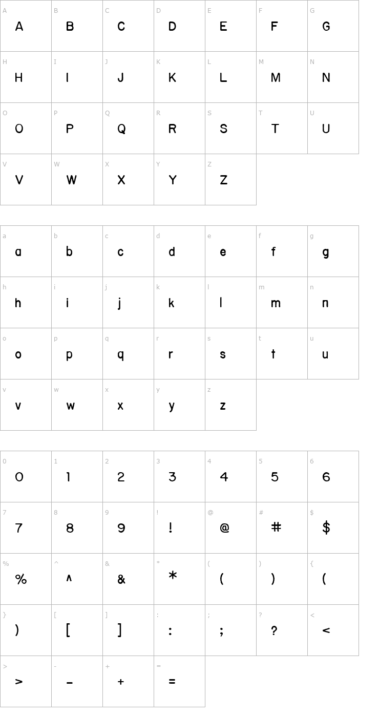 Character Map Sublime Medium Font