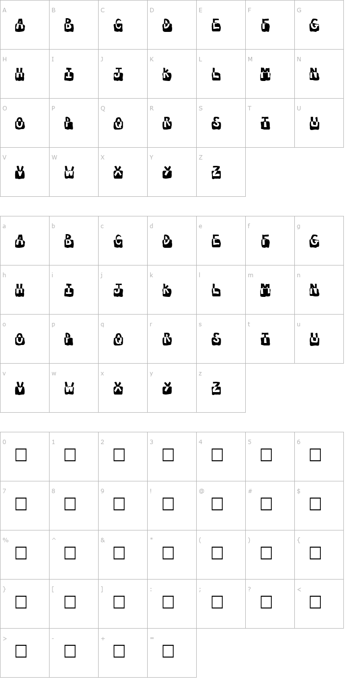 Character Map Submerged Font