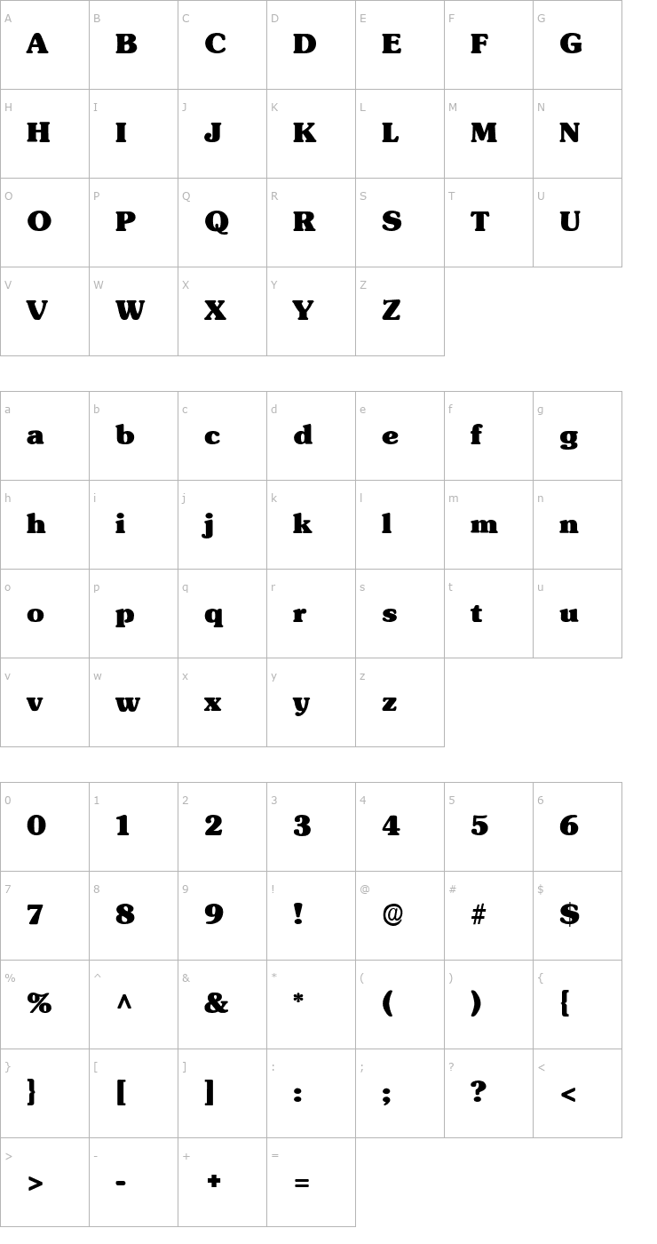 Character Map Subway Black Font