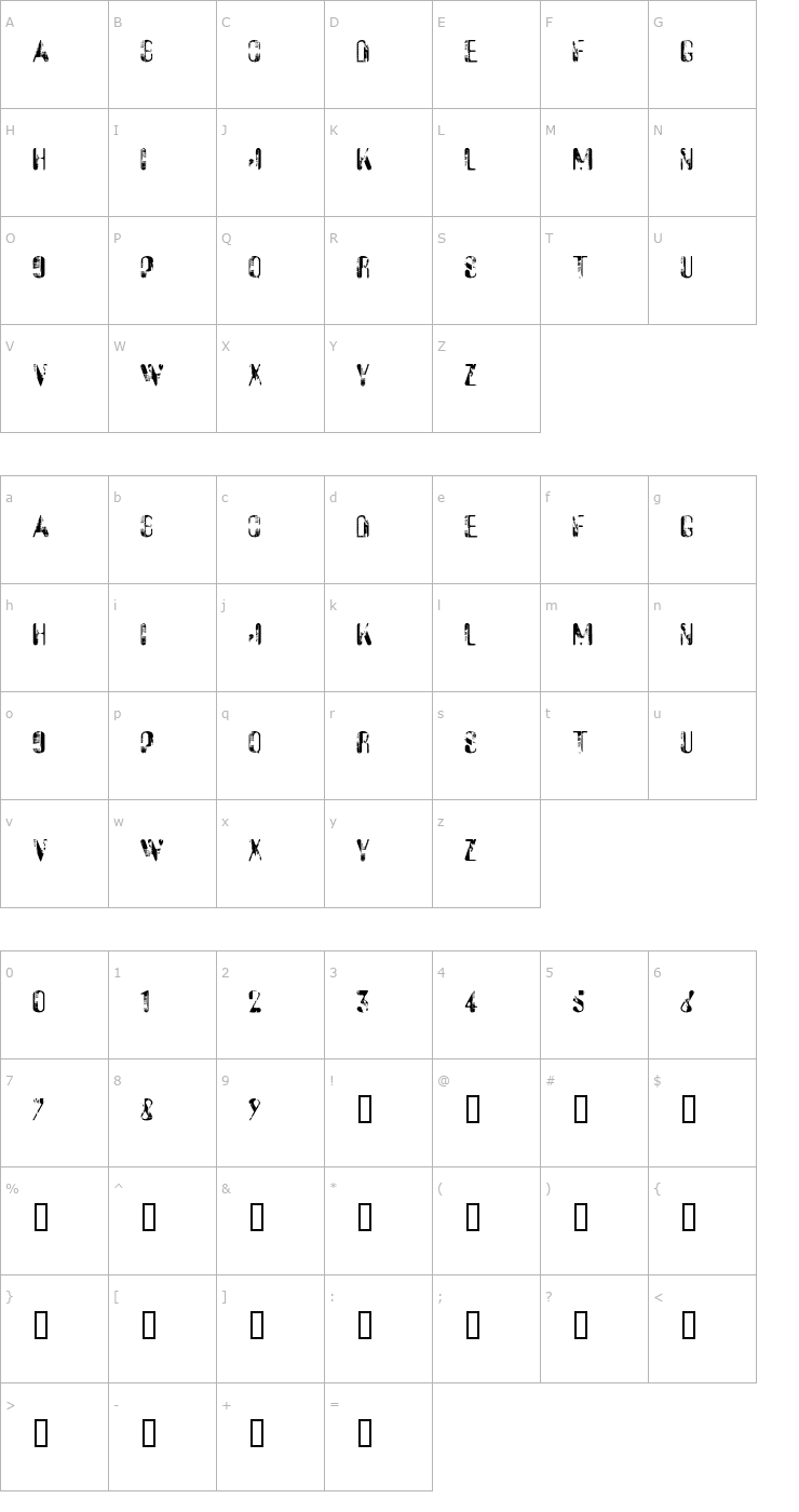 Character Map Sucata Spacial Font