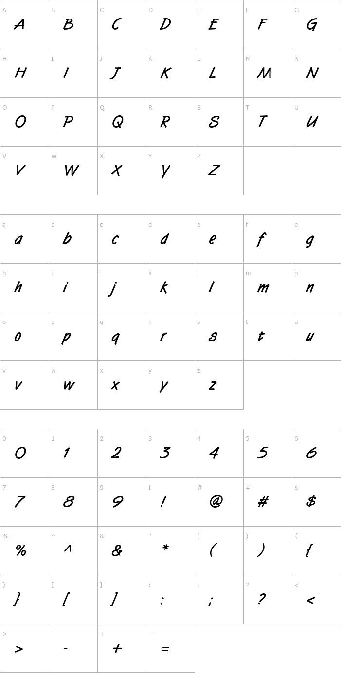 Character Map SuccotashHmkBlack Font