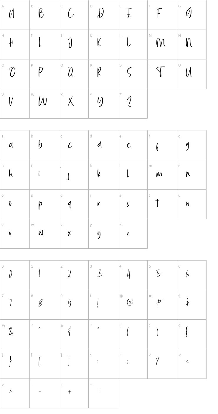 Character Map Summer Vibes Font