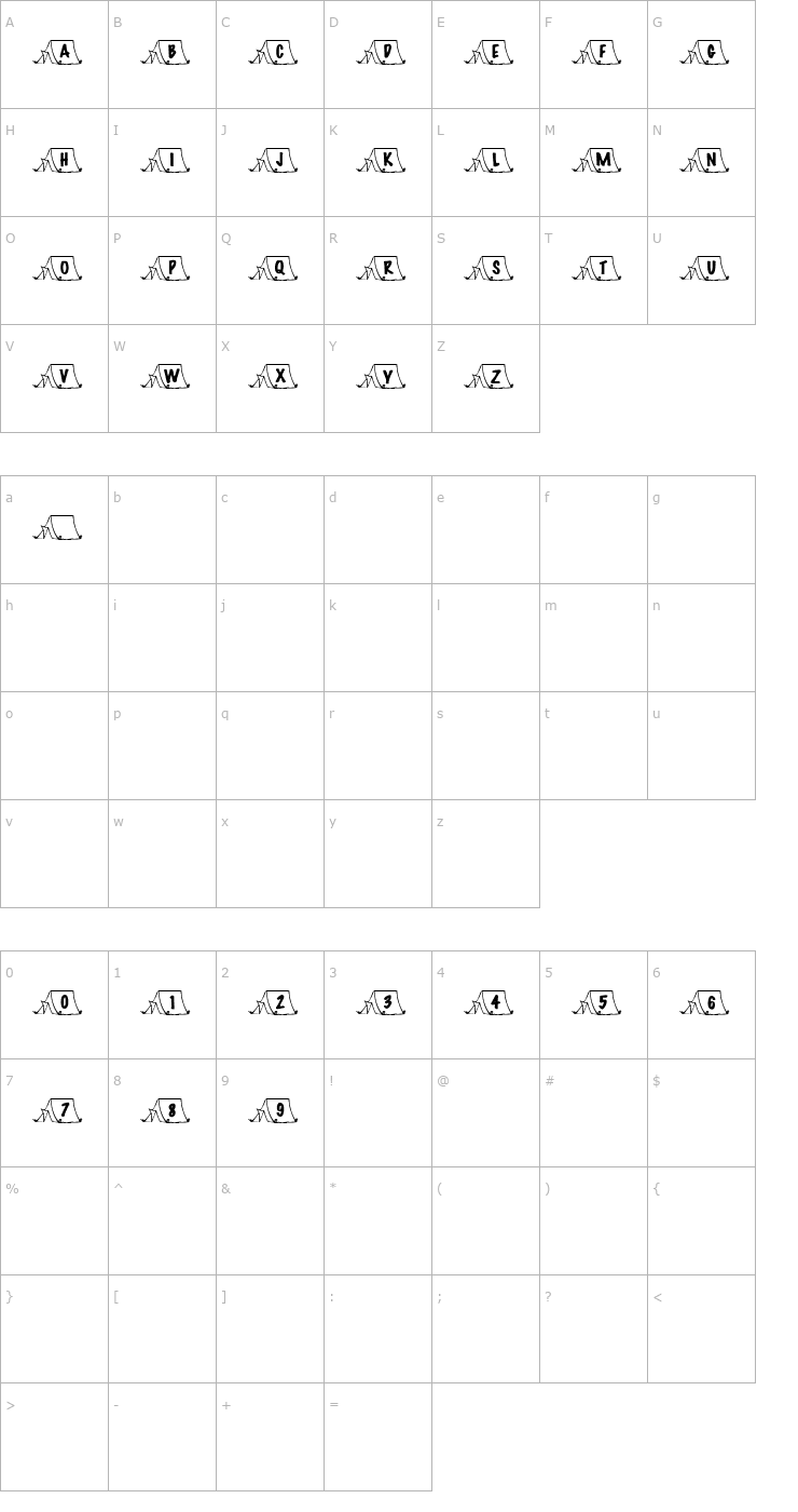 Character Map Summer's Tents Font
