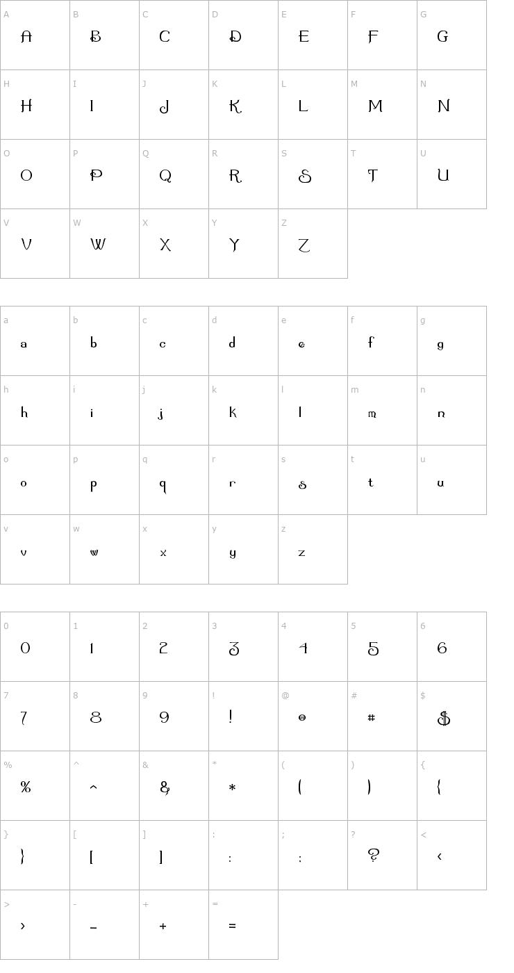Character Map Summertime Font