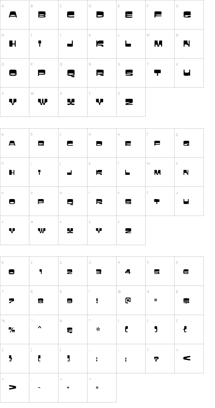 Character Map Sunbelt Font