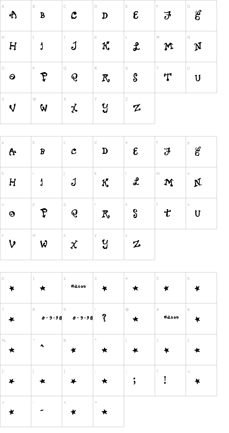 Character Map Sundayluck Font