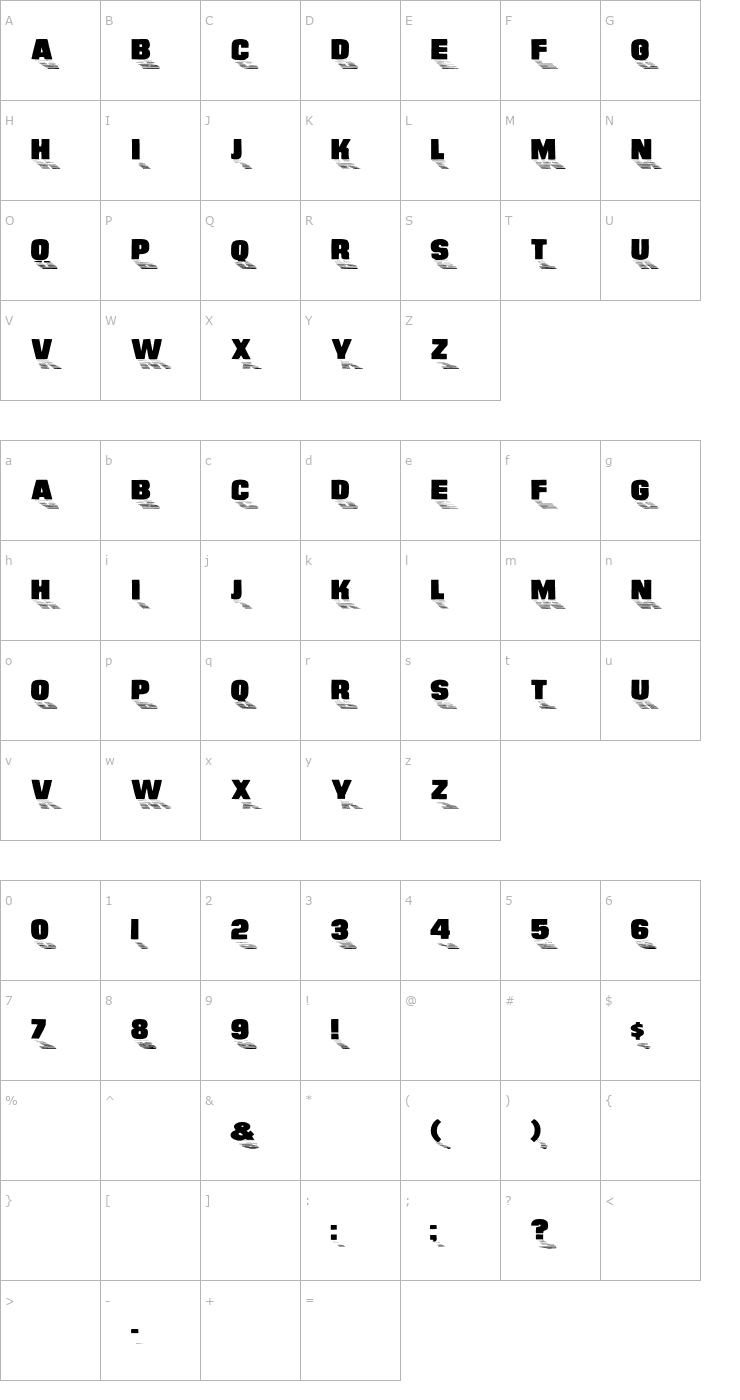 Character Map SundownDisplayWide Font