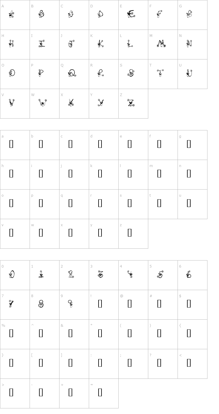 Character Map Sunflowers Font