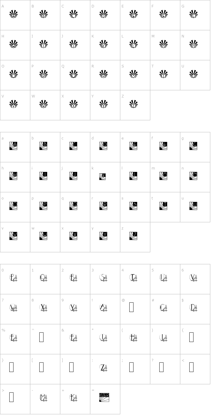 Character Map SunriseSunset Font