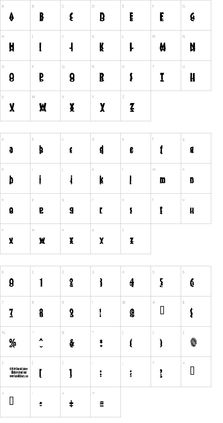 Character Map Sunset Font