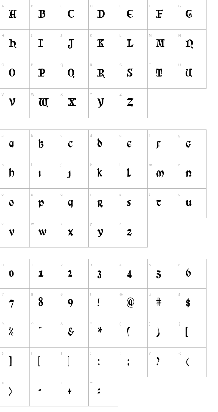 Character Map SunSplashCondensed Font