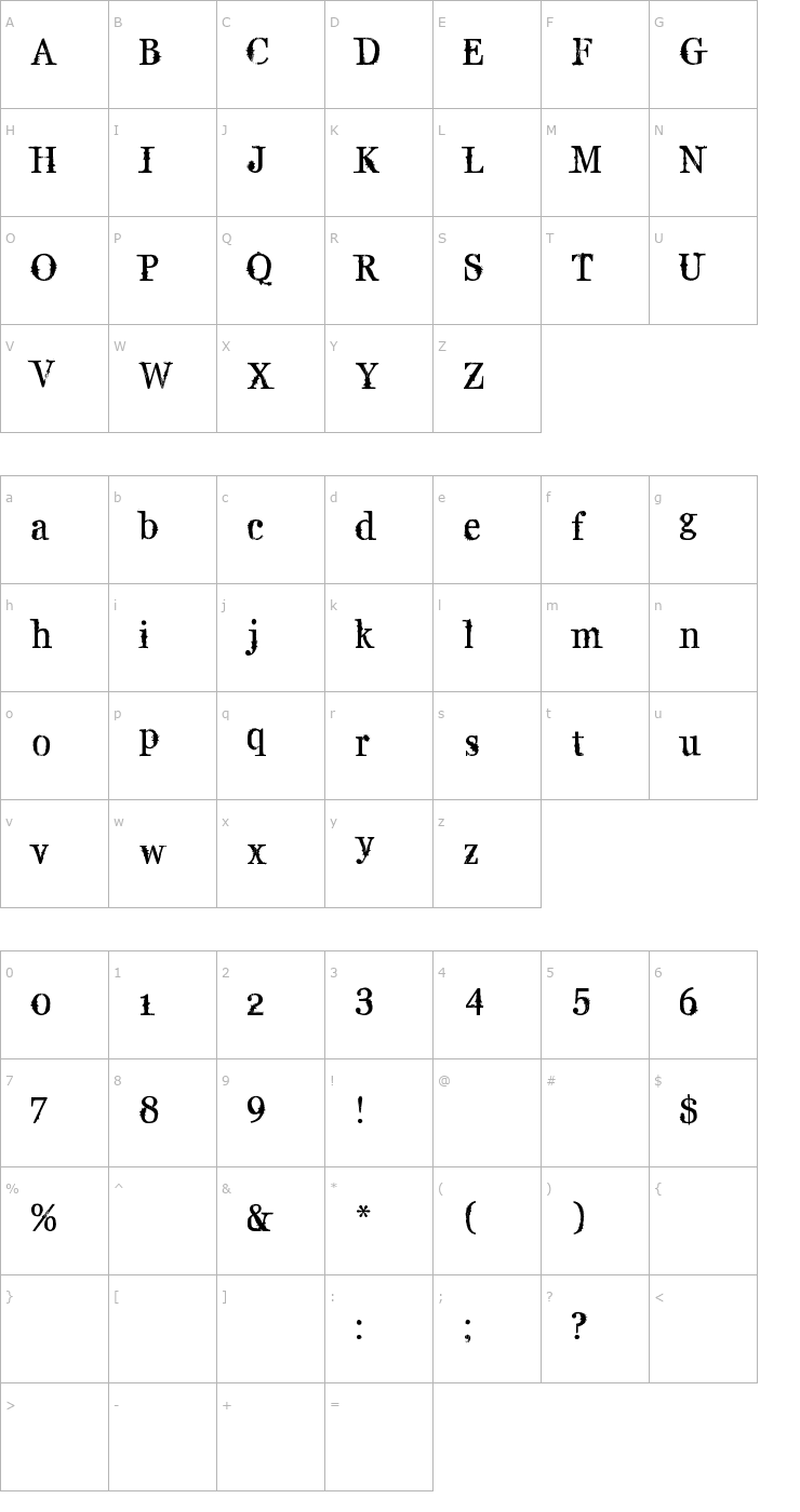 Character Map Supafly 36 Font