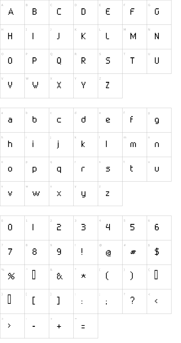 Character Map superbly_10_02 Font