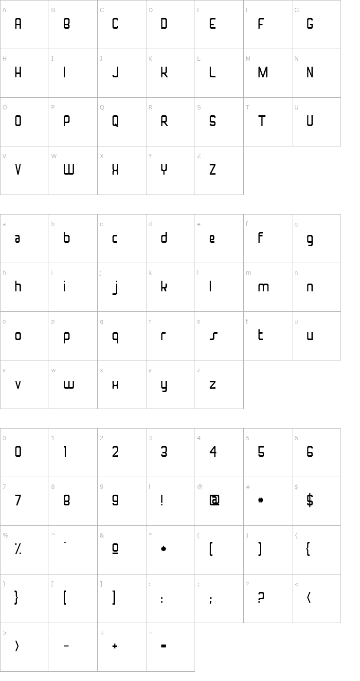 Character Map Superfly 2001 Normal Font