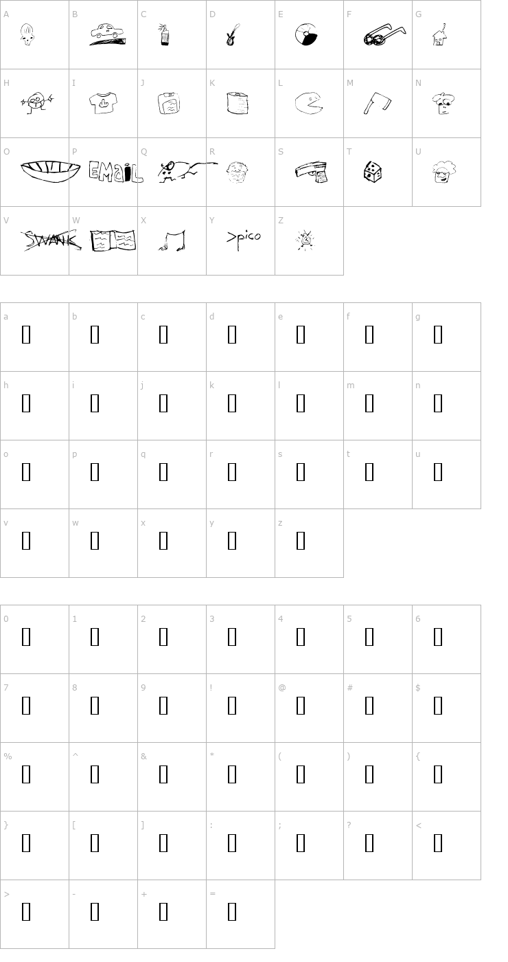 Character Map SuperMattBatz Font
