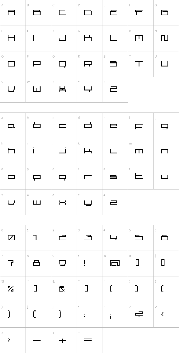 Character Map Superscreen Font