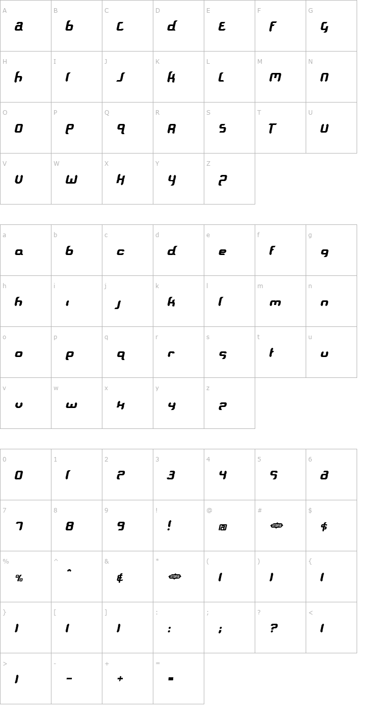 Character Map Supersoulfighter Font