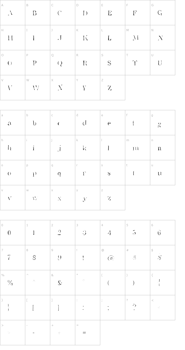 Character Map Superstar Font