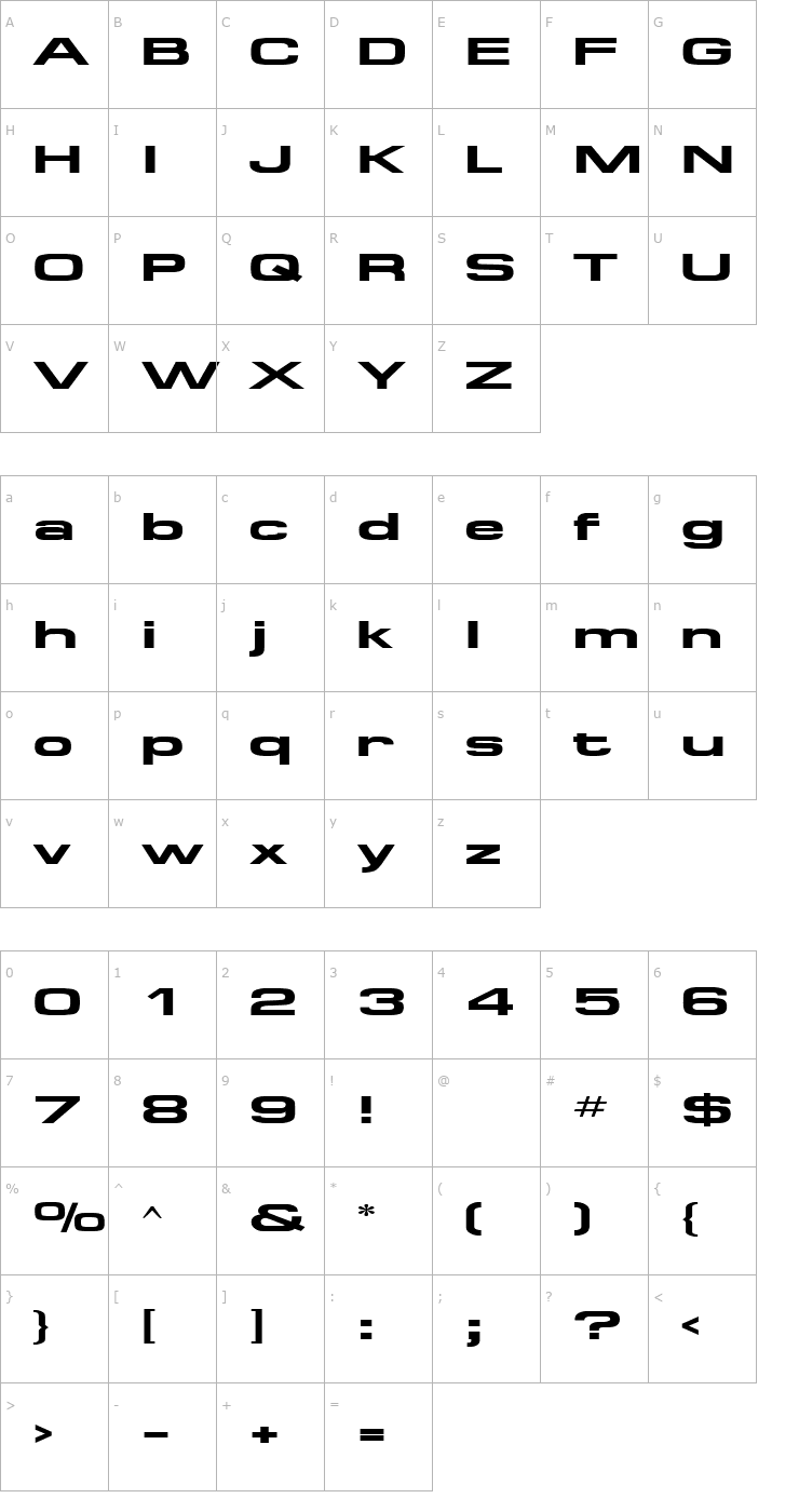Character Map Supertouch Font